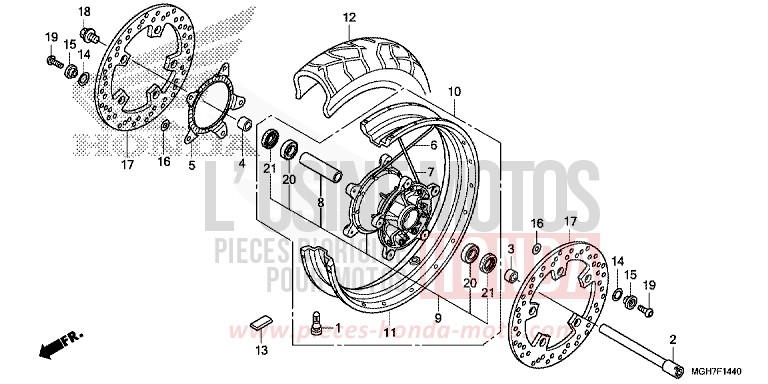 ROUE AVANT de VFR1200X "Crosstourer" Méca PEARL GLARE WHITE (NHB53B) 2015